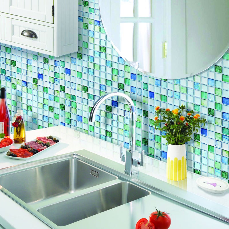 BEAUS TILE Beaustile Decorative Tile Stickers Peel Stick Backsplash Fire Retardant Tile Sheet (Sapphire Blue) (10, 5.28" x 14.8") - Image 4